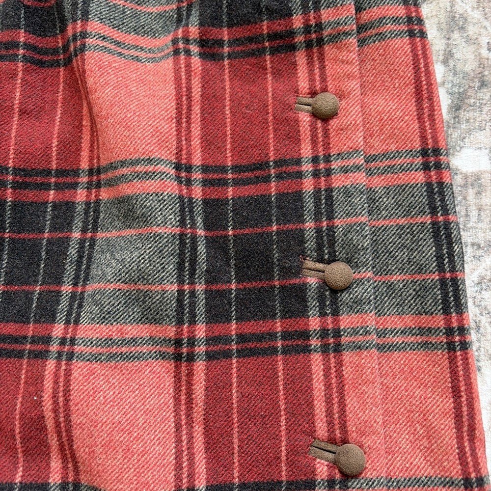 VTG Telluride Clothing Wool Blend  Women's Skirt Size 12 Lined, Red Brown Plaid - Picture 2 of 7